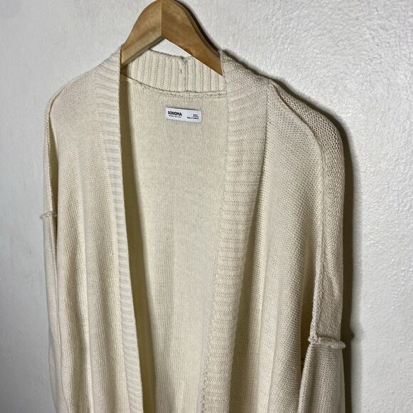 New Sonoma The Everyday Cardigan White Oak Open Front Pockets Women’s XXL - Picture 2 of 11